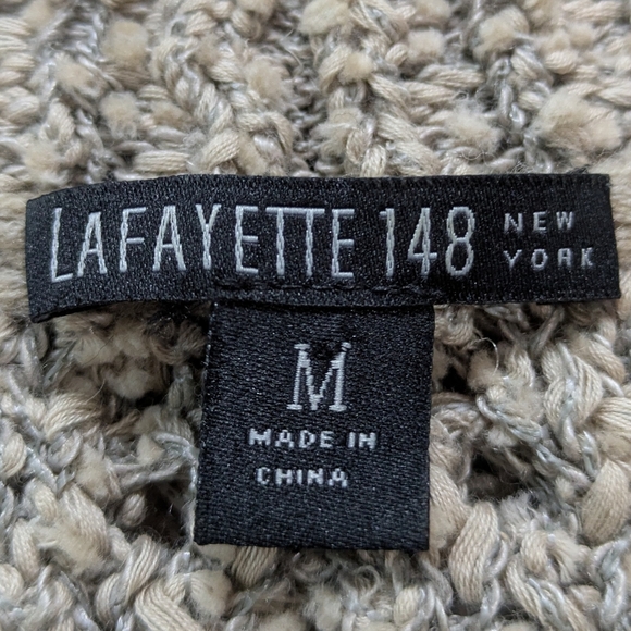 Lafayette 148 Tan Loose Knit Short Sleeve Long Sweater M - Picture 6 of 8